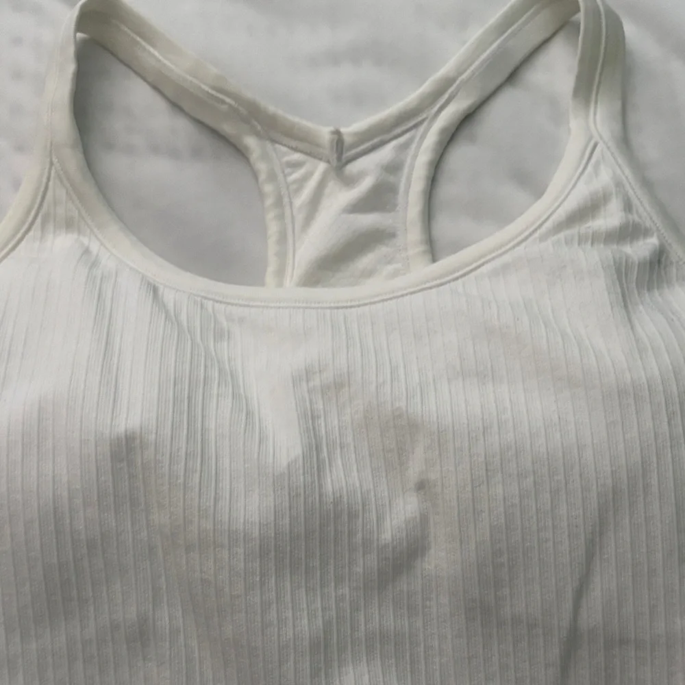 Women’s Ribbed White Workout Top - Picture 2 of 4